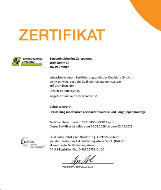 Zertifikat DIN EN ISO 9001:2015